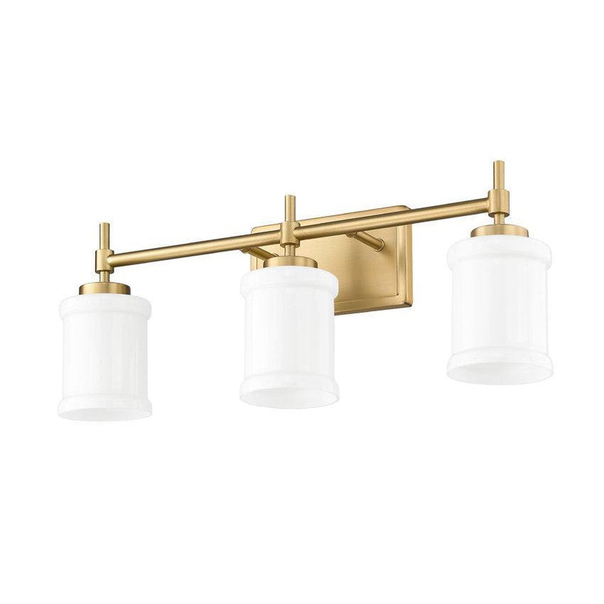 Z-Lite Cadoc 24" 3-Light Modern Gold Steel Vanity Light With Gloss Opal Glass Shade