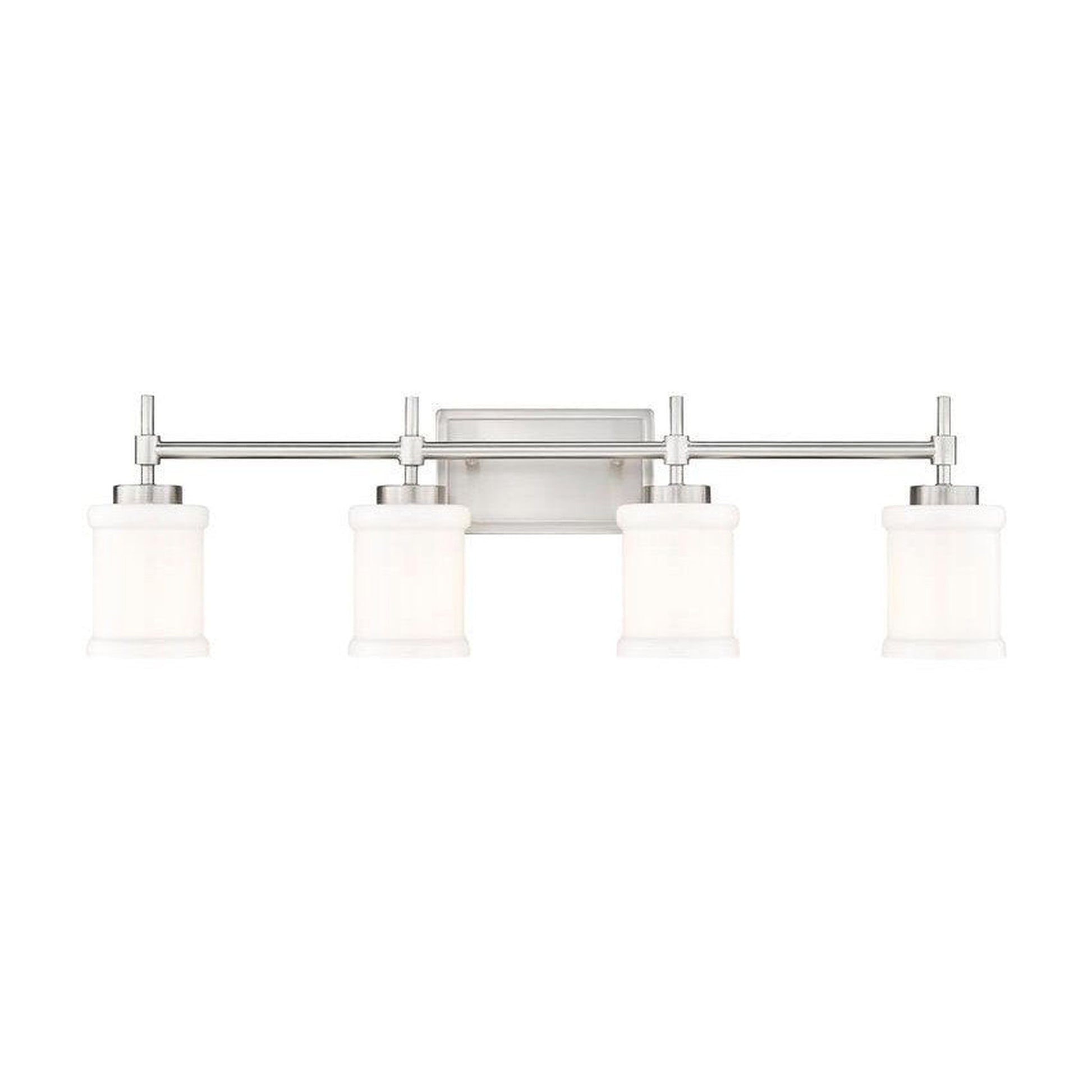 Z-Lite Cadoc 32" 4-Light Brushed Nickel Steel Vanity Light With Gloss Opal Glass Shade