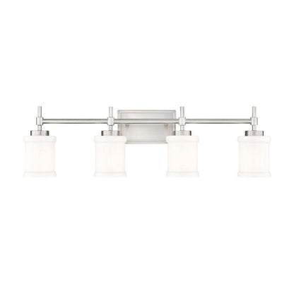 Z-Lite Cadoc 32" 4-Light Brushed Nickel Steel Vanity Light With Gloss Opal Glass Shade