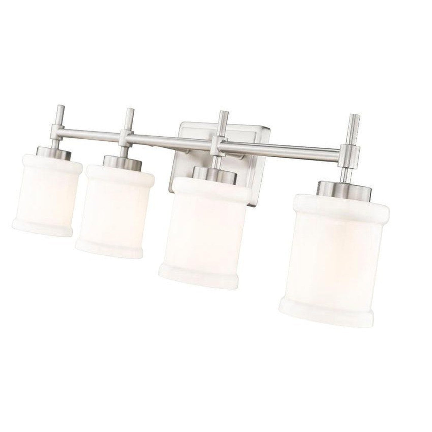 Z-Lite Cadoc 32" 4-Light Brushed Nickel Steel Vanity Light With Gloss Opal Glass Shade