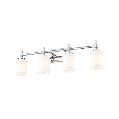 Z-Lite Cadoc 32" 4-Light Chrome Steel Vanity Light With Gloss Opal Glass Shade