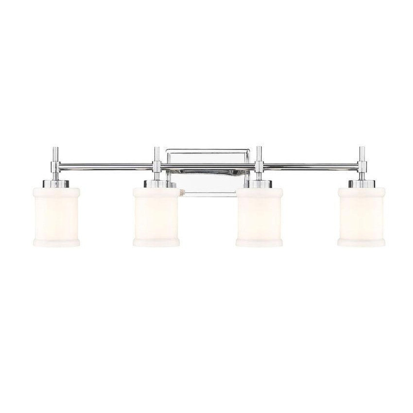 Z-Lite Cadoc 32" 4-Light Chrome Steel Vanity Light With Gloss Opal Glass Shade