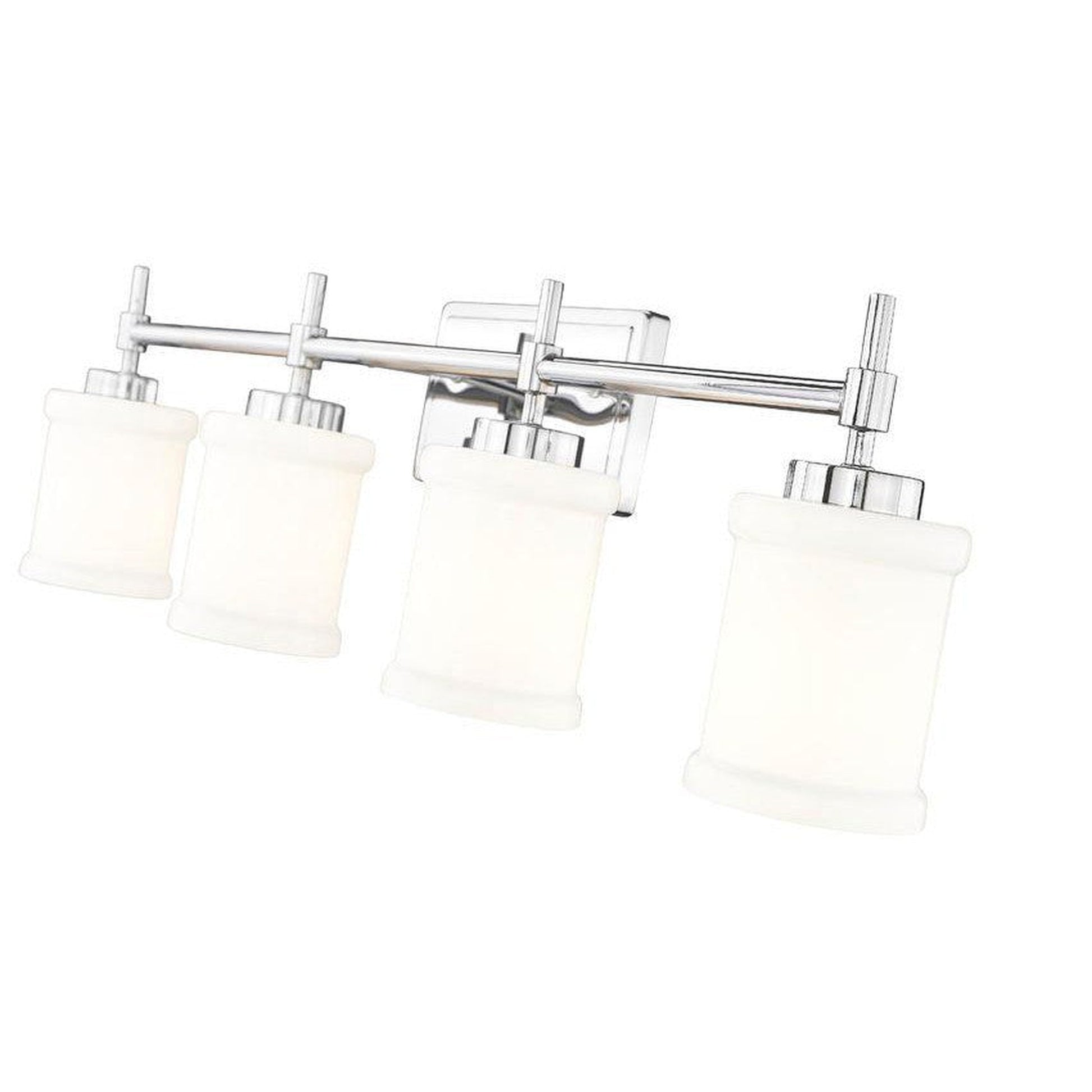 Z-Lite Cadoc 32" 4-Light Chrome Steel Vanity Light With Gloss Opal Glass Shade