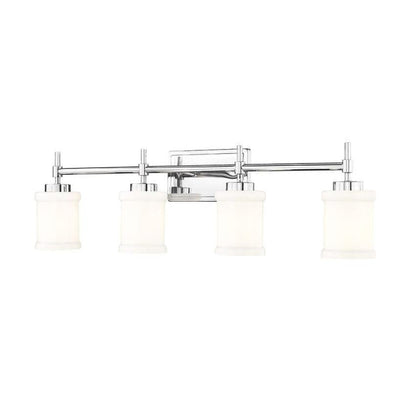 Z-Lite Cadoc 32" 4-Light Chrome Steel Vanity Light With Gloss Opal Glass Shade