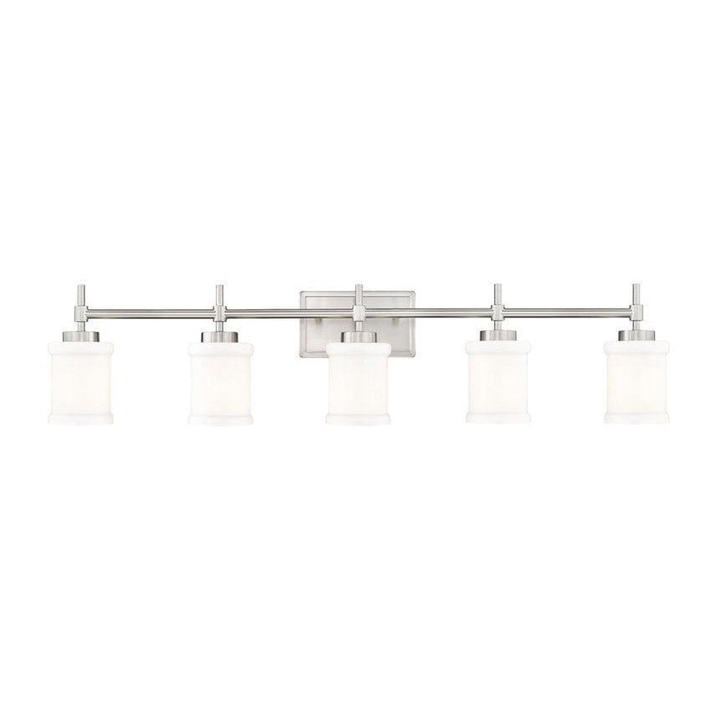 Z-Lite Cadoc 41" 5-Light Brushed Nickel Steel Vanity Light With Gloss Opal Glass Shade