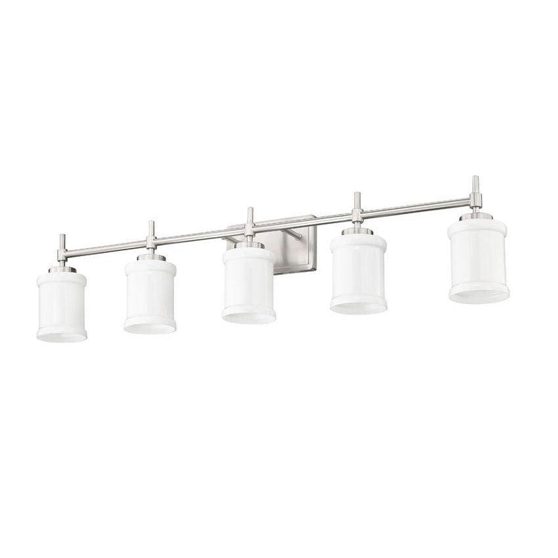 Z-Lite Cadoc 41" 5-Light Brushed Nickel Steel Vanity Light With Gloss Opal Glass Shade