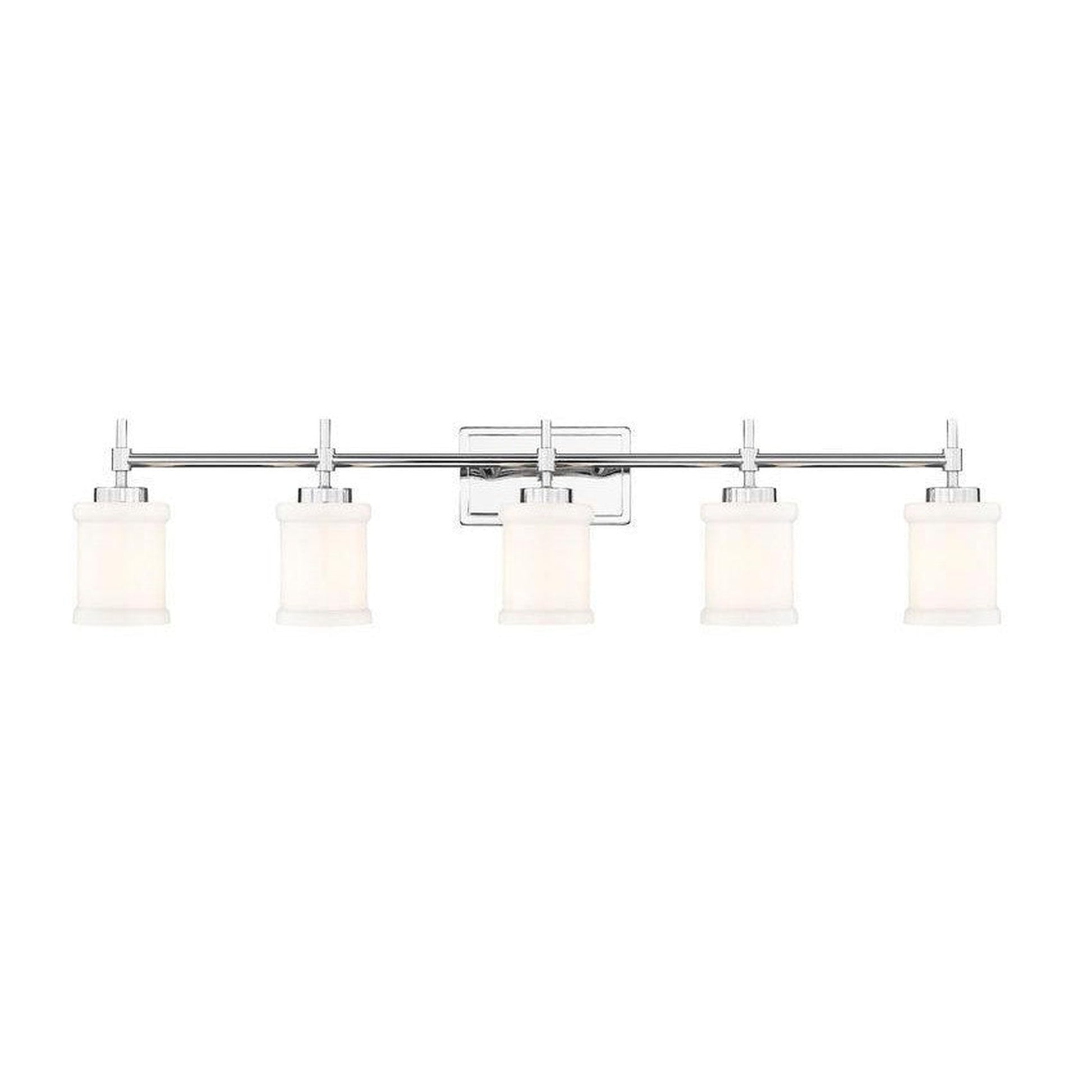 Z-Lite Cadoc 41" 5-Light Chrome Steel Vanity Light With Gloss Opal Glass Shade