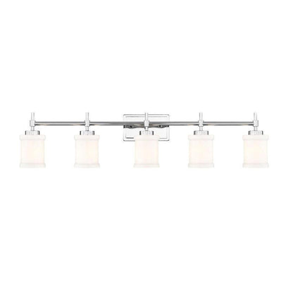 Z-Lite Cadoc 41" 5-Light Chrome Steel Vanity Light With Gloss Opal Glass Shade