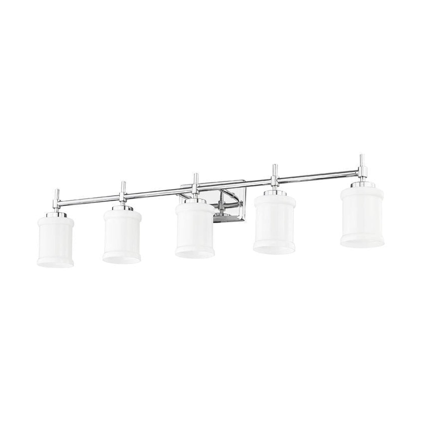 Z-Lite Cadoc 41" 5-Light Chrome Steel Vanity Light With Gloss Opal Glass Shade