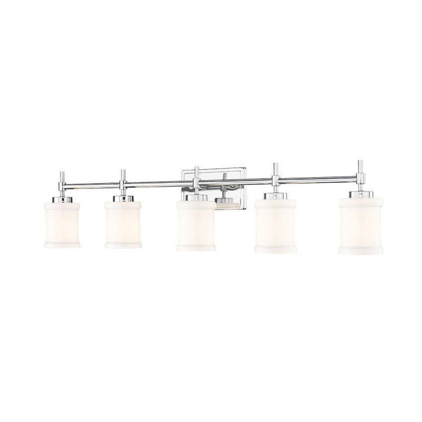 Z-Lite Cadoc 41" 5-Light Chrome Steel Vanity Light With Gloss Opal Glass Shade