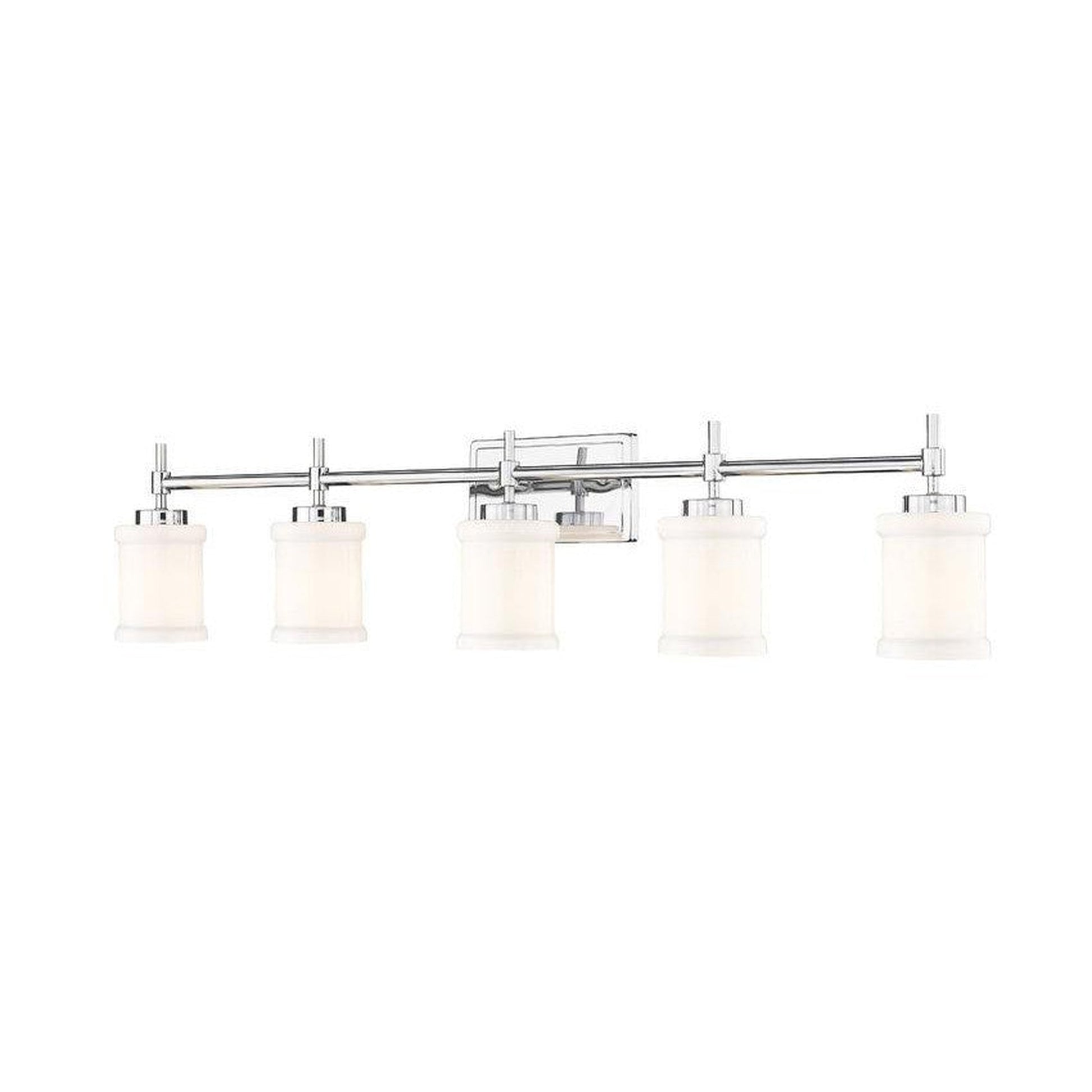 Z-Lite Cadoc 41" 5-Light Chrome Steel Vanity Light With Gloss Opal Glass Shade