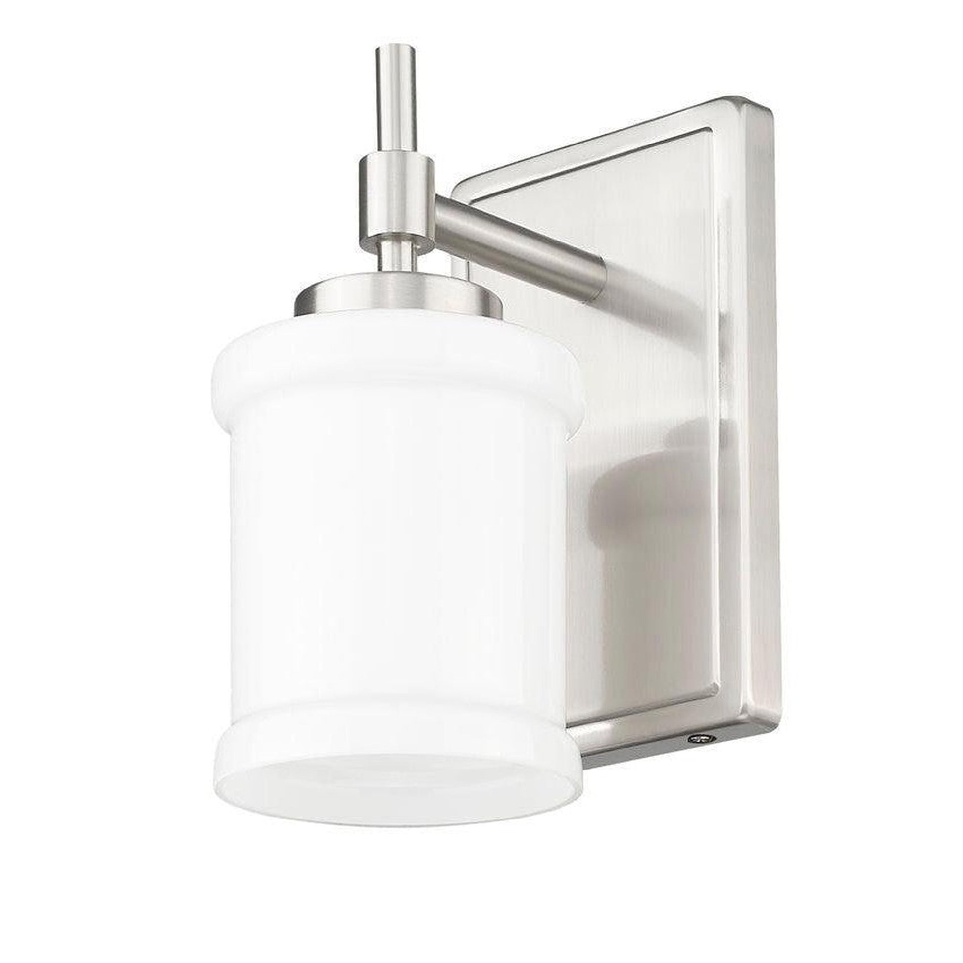 Z-Lite Cadoc 5" 1-Light Brushed Nickel Steel Wall Sconce With Gloss Opal Glass Shade