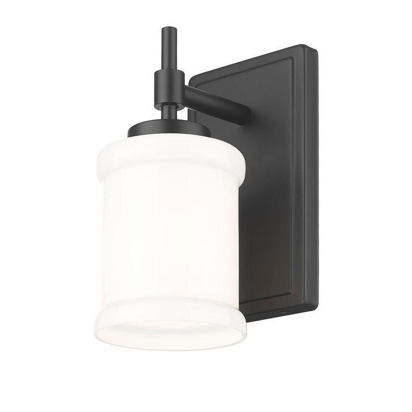 Z-Lite Cadoc 5" 1-Light Matte Black Steel Wall Sconce With Gloss Opal Glass Shade