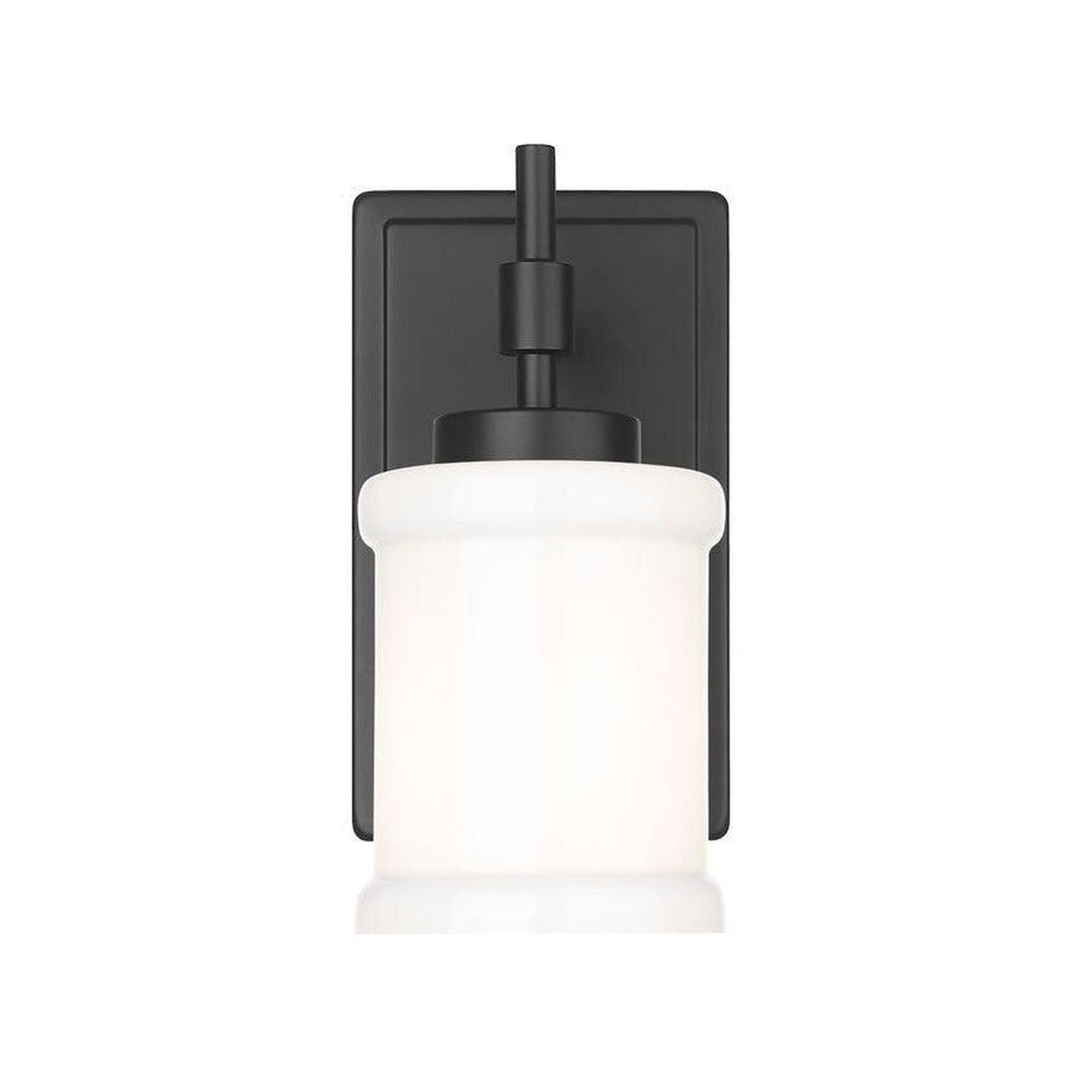 Z-Lite Cadoc 5" 1-Light Matte Black Steel Wall Sconce With Gloss Opal Glass Shade