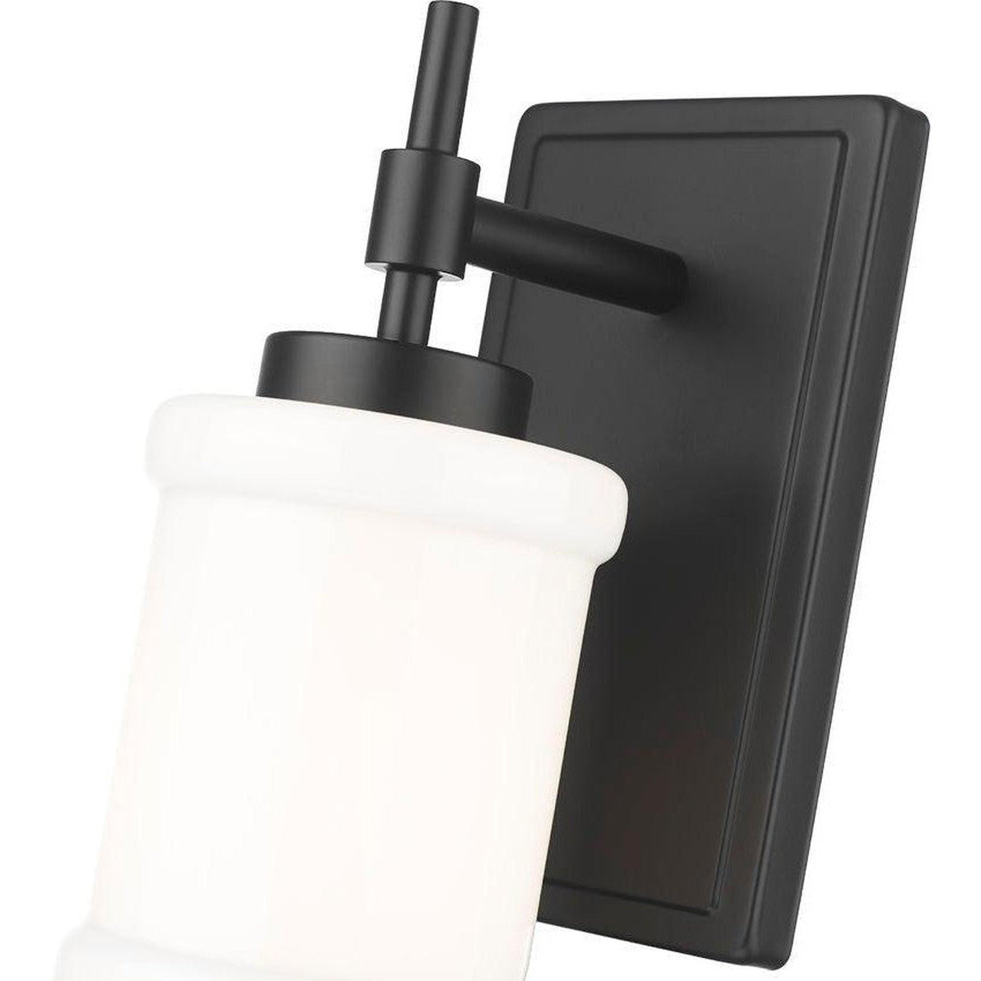 Z-Lite Cadoc 5" 1-Light Matte Black Steel Wall Sconce With Gloss Opal Glass Shade