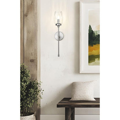 Z-Lite Cassian 6" 1-Light Brushed Nickel Steel Frame Clear Glass Shade Wall Sconce