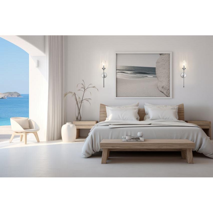 Z-Lite Cassian 6" 1-Light Brushed Nickel Steel Frame Clear Glass Shade Wall Sconce