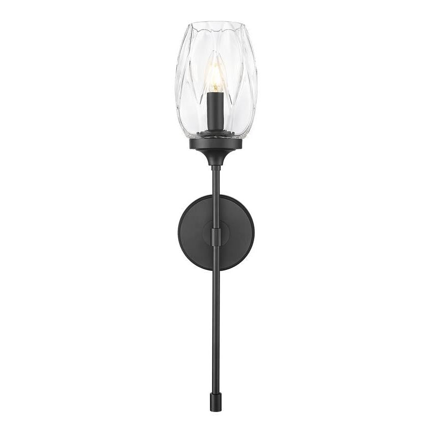 Z-Lite Cassian 6" 1-Light Matte Black Steel Frame Clear Glass Shade Wall Sconce