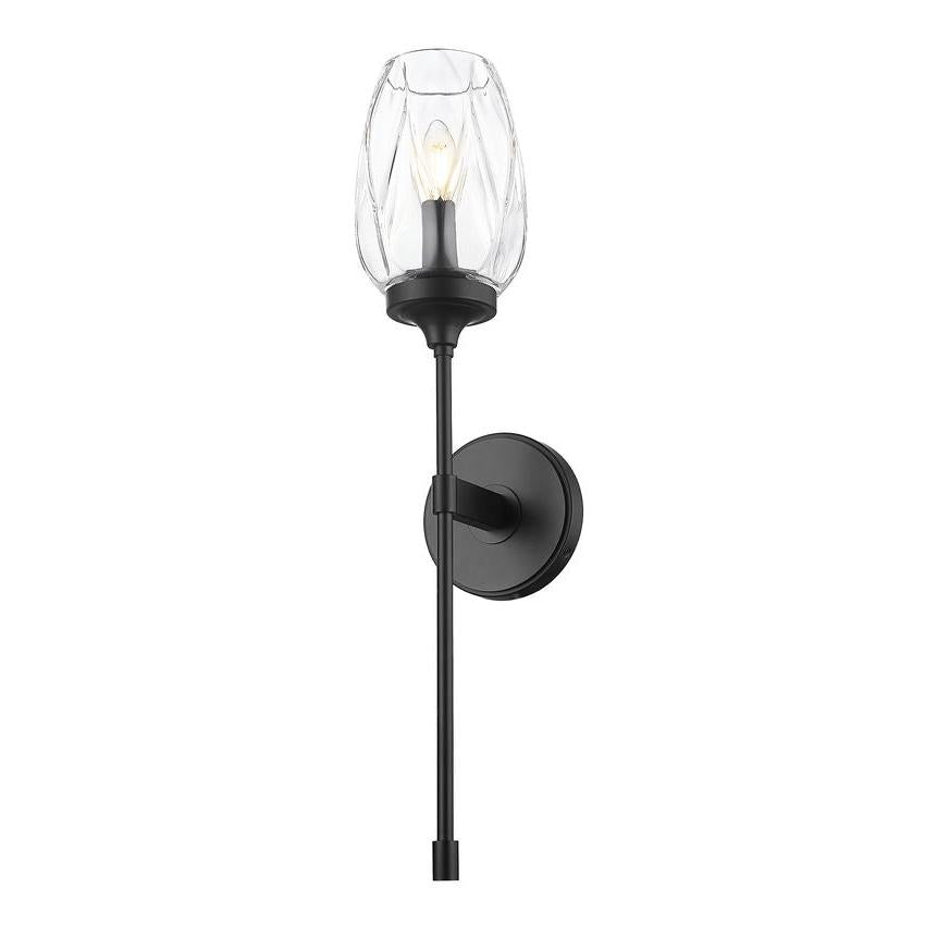 Z-Lite Cassian 6" 1-Light Matte Black Steel Frame Clear Glass Shade Wall Sconce