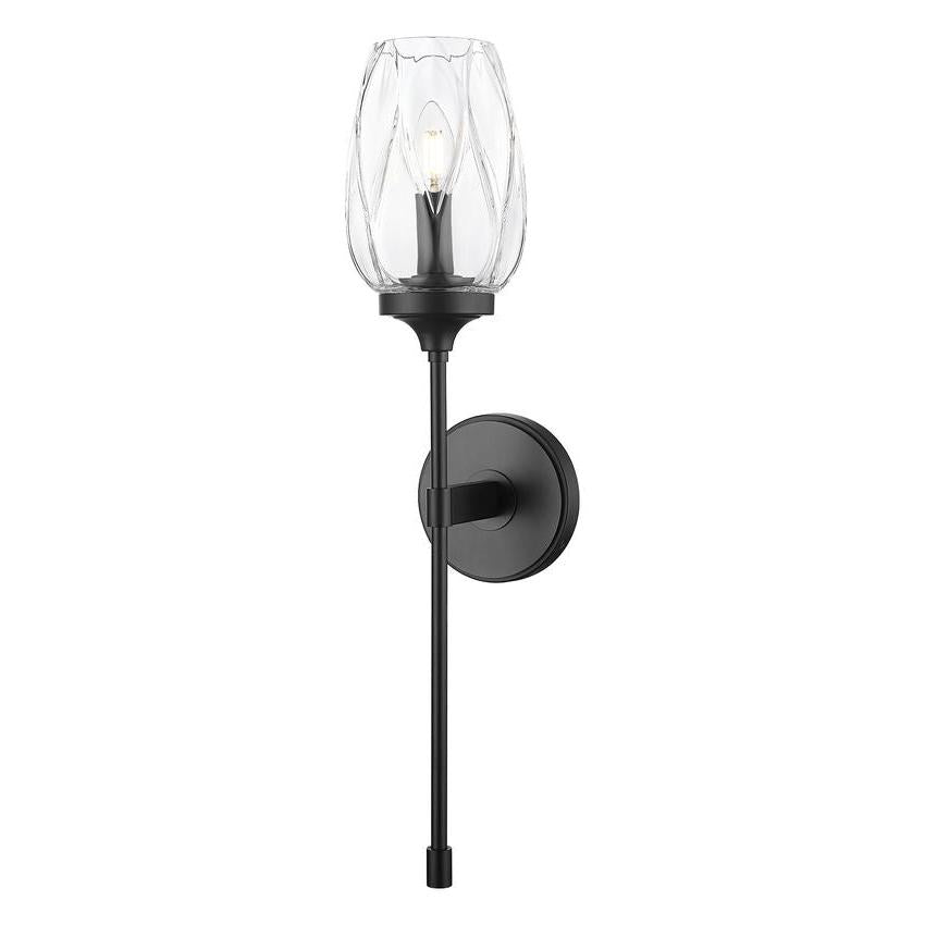 Z-Lite Cassian 6" 1-Light Matte Black Steel Frame Clear Glass Shade Wall Sconce