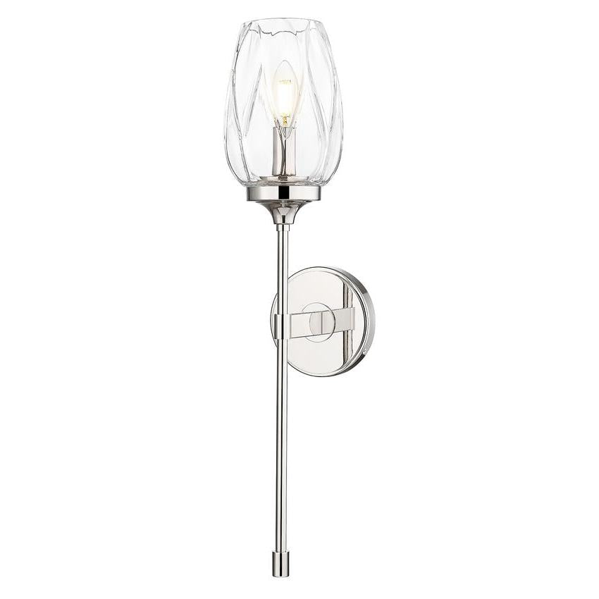 Z-Lite Cassian 6" 1-Light Polished Nickel Steel Frame Clear Glass Shade Wall Sconce