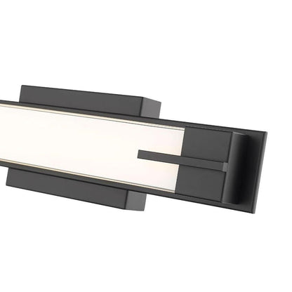 Z-Lite Chase 18" 1-Light LED-Integrated Matte Black Vanity Light With Gloss Opal Glass Shade