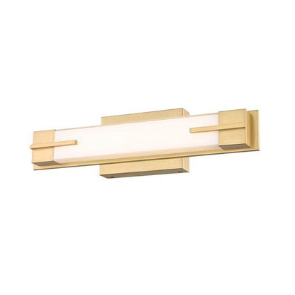 Z-Lite Chase 18" 1-Light LED-Integrated Modern Gold Vanity Light With Gloss Opal Glass Shade