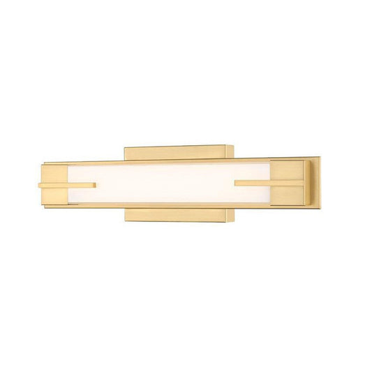 Z-Lite Chase 18" 1-Light LED-Integrated Modern Gold Vanity Light With Gloss Opal Glass Shade