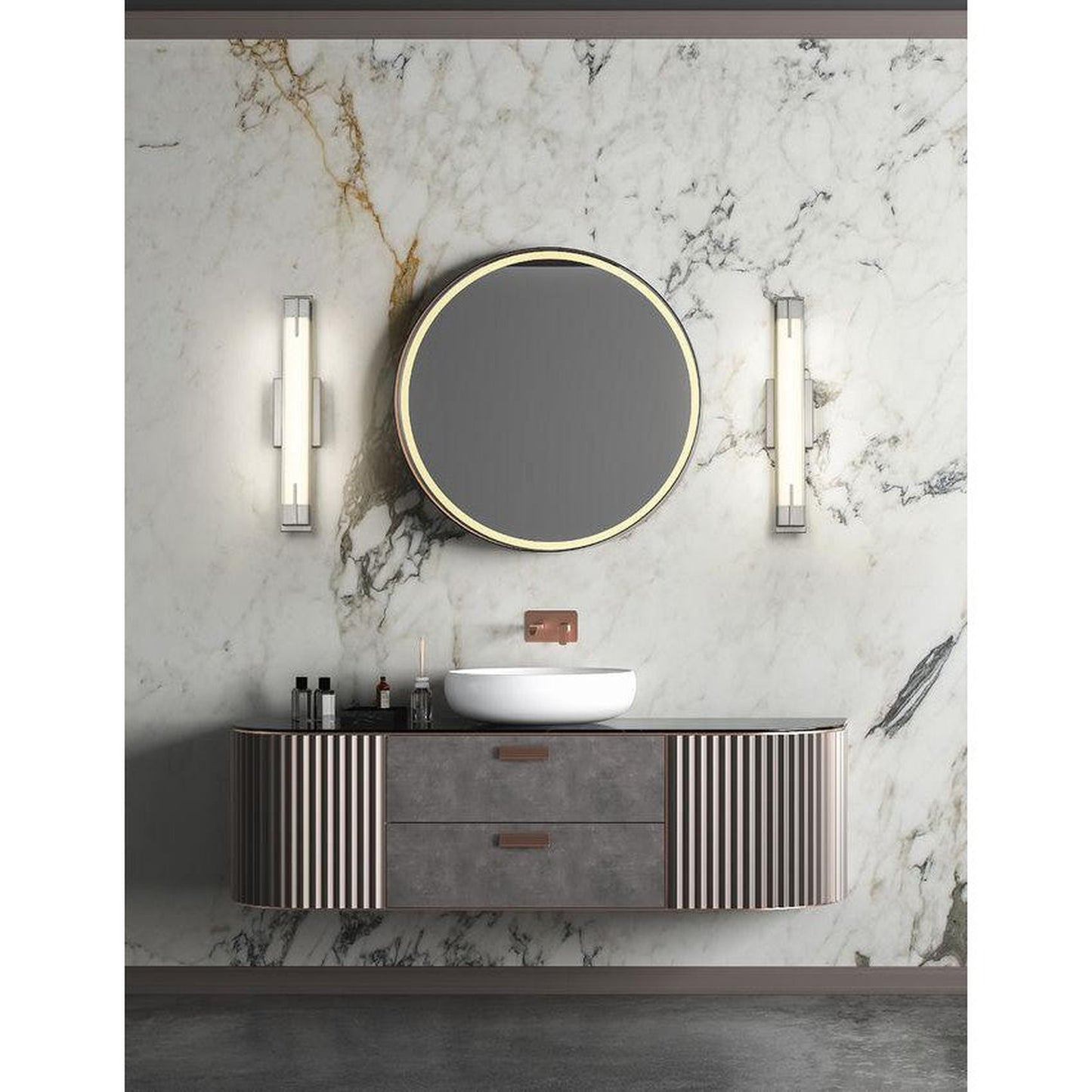 Z-Lite Chase 23" 1-Light LED-Integrated Brushed Nickel Vanity Light With Gloss Opal Glass Shade