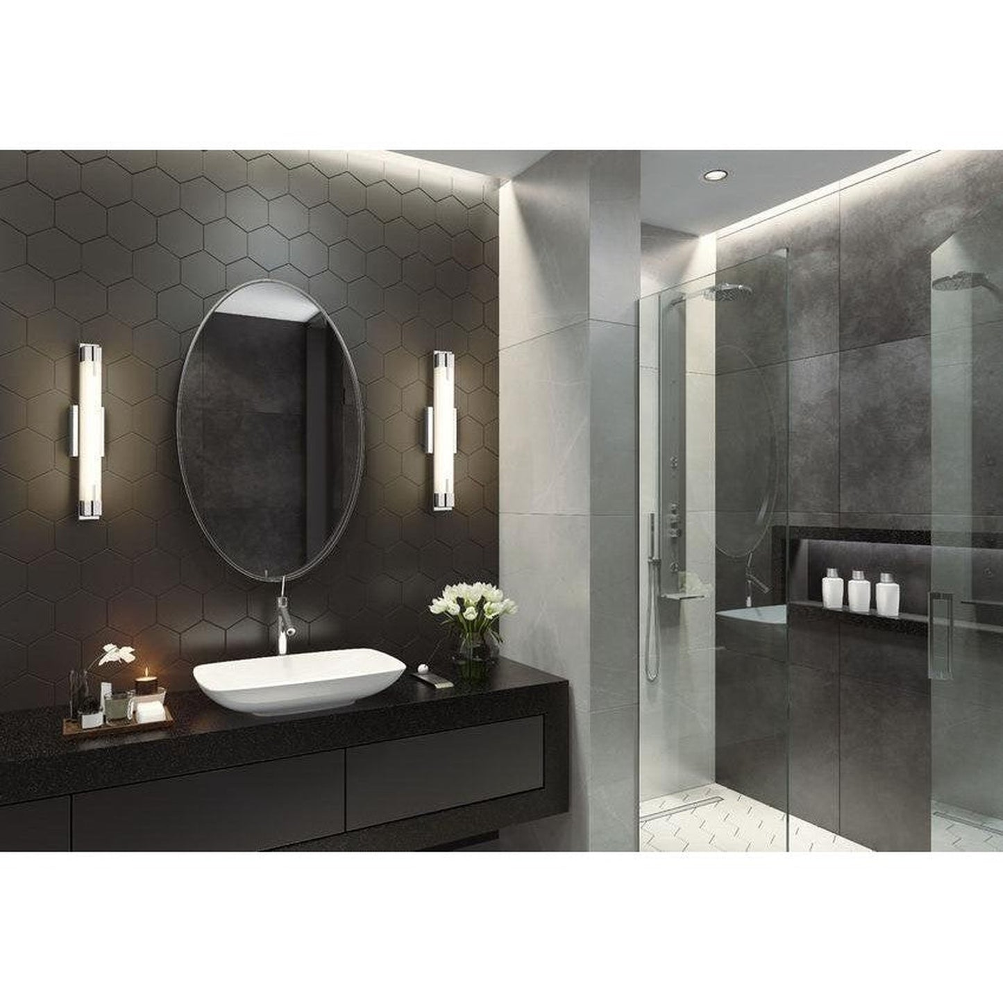 Z-Lite Chase 23" 1-Light LED-Integrated Chrome Vanity Light With Gloss Opal Glass Shade