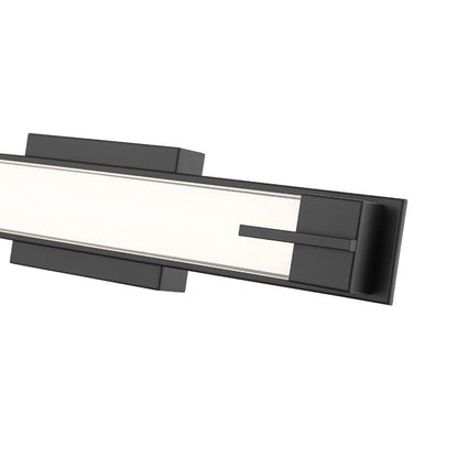 Z-Lite Chase 23" 1-Light LED-Integrated Matte Black Vanity Light With Gloss Opal Glass Shade