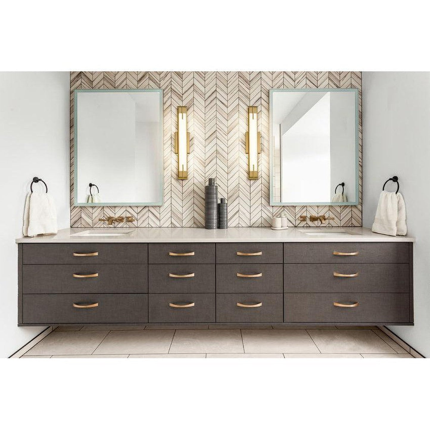 Z-Lite Chase 23" 1-Light LED-Integrated Modern Gold Vanity Light With Gloss Opal Glass Shade