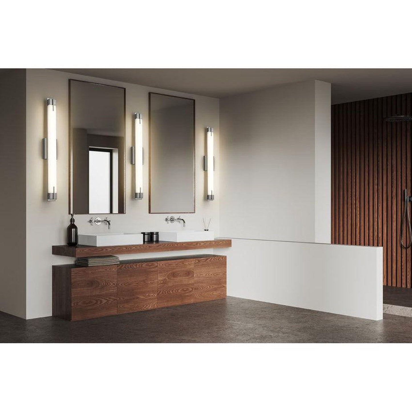 Z-Lite Chase 33" 1-Light LED-Integrated Brushed Nickel Vanity Light With Gloss Opal Glass Shade