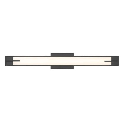 Z-Lite Chase 33" 1-Light LED-Integrated Matte Black Vanity Light With Gloss Opal Glass Shade