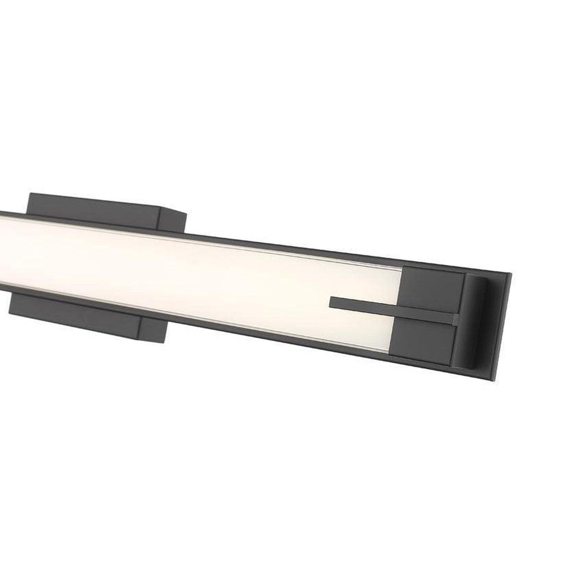 Z-Lite Chase 33" 1-Light LED-Integrated Matte Black Vanity Light With Gloss Opal Glass Shade