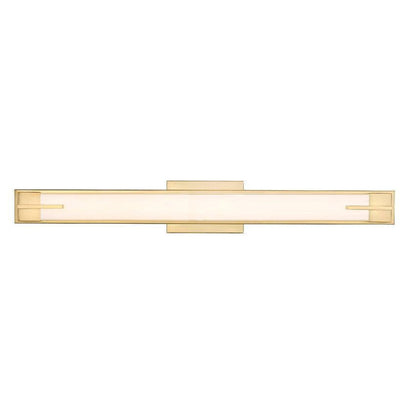 Z-Lite Chase 33" 1-Light LED-Integrated Modern Gold Vanity Light With Gloss Opal Glass Shade