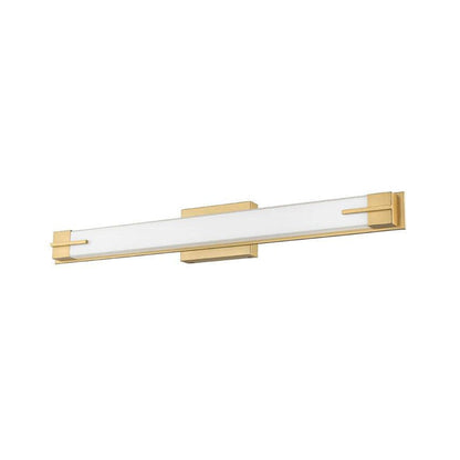 Z-Lite Chase 33" 1-Light LED-Integrated Modern Gold Vanity Light With Gloss Opal Glass Shade