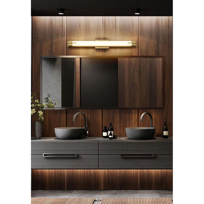 Z-Lite Chase 33" 1-Light LED-Integrated Modern Gold Vanity Light With Gloss Opal Glass Shade