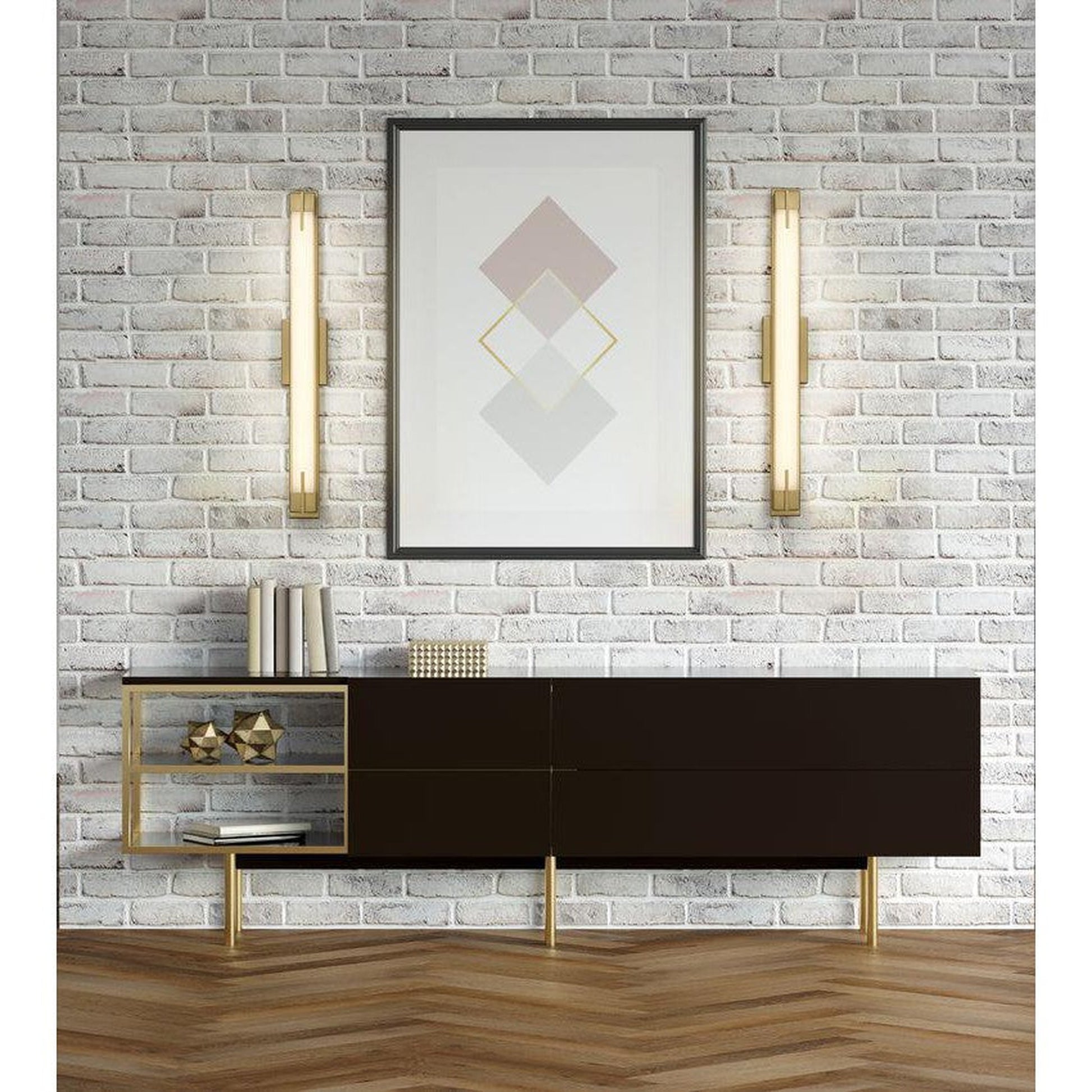 Z-Lite Chase 33" 1-Light LED-Integrated Modern Gold Vanity Light With Gloss Opal Glass Shade