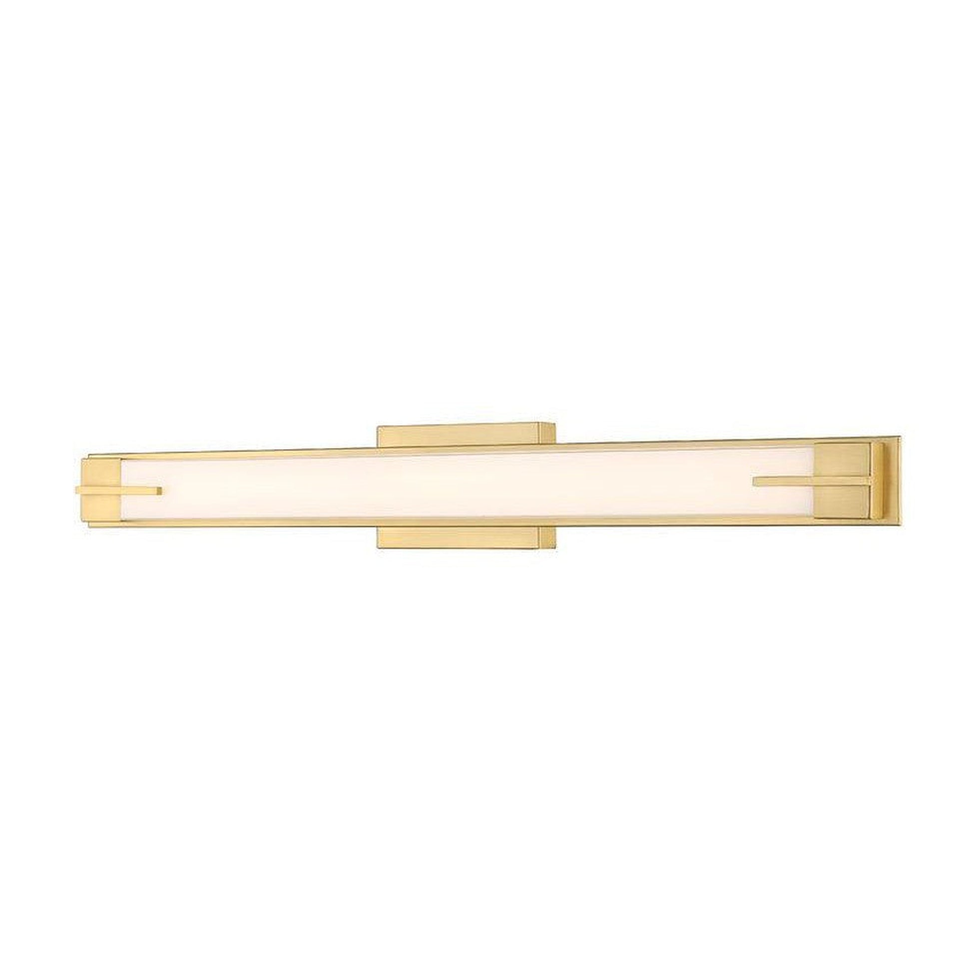 Z-Lite Chase 33" 1-Light LED-Integrated Modern Gold Vanity Light With Gloss Opal Glass Shade