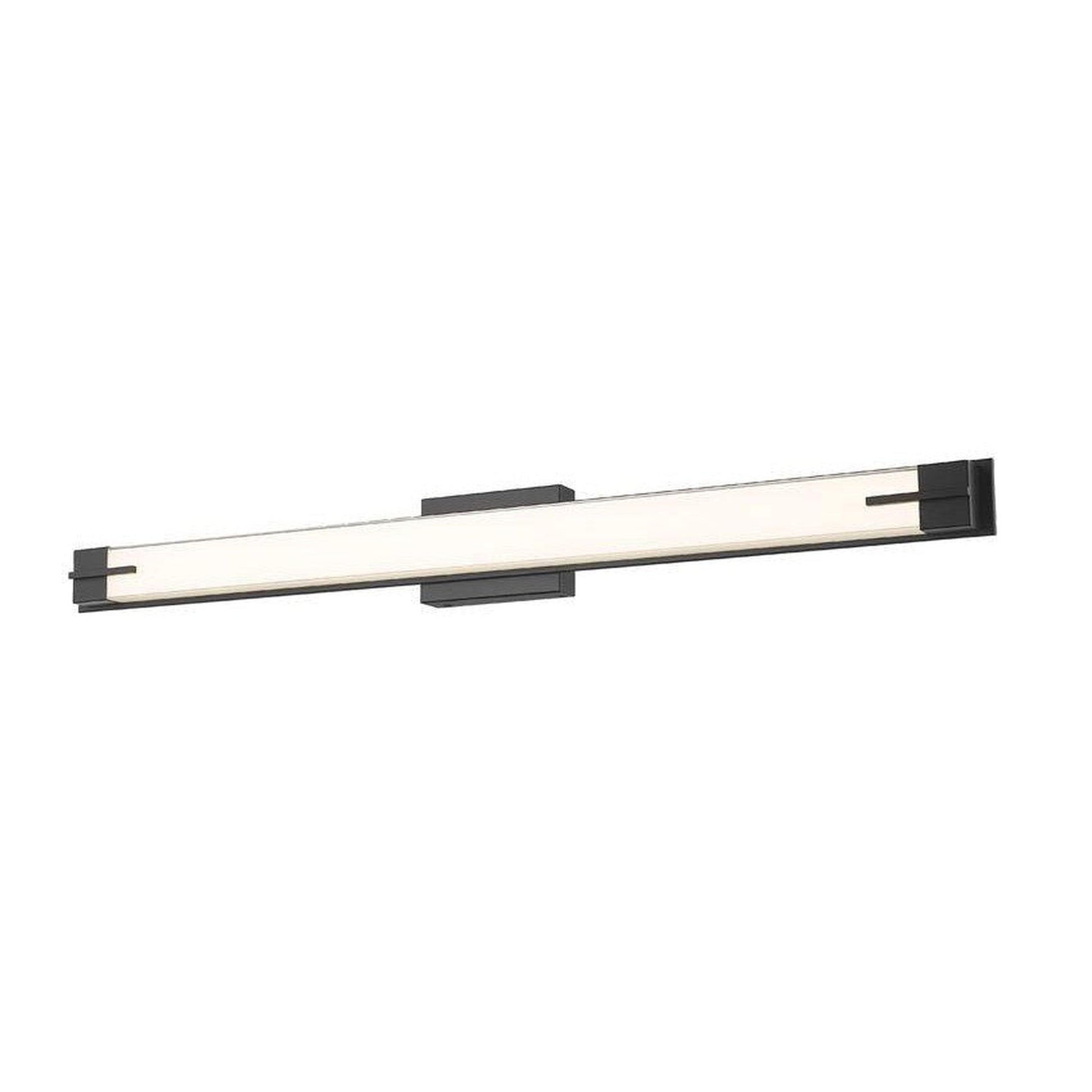 Z-Lite Chase 43" 1-Light LED-Integrated Matte Black Vanity Light With Gloss Opal Glass Shade