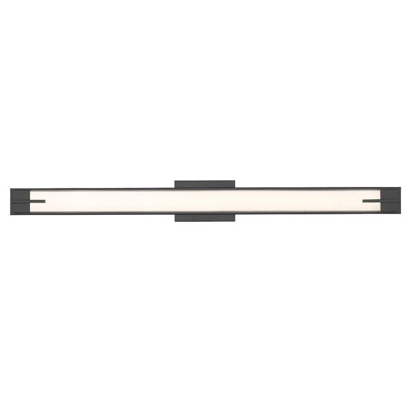 Z-Lite Chase 43" 1-Light LED-Integrated Matte Black Vanity Light With Gloss Opal Glass Shade