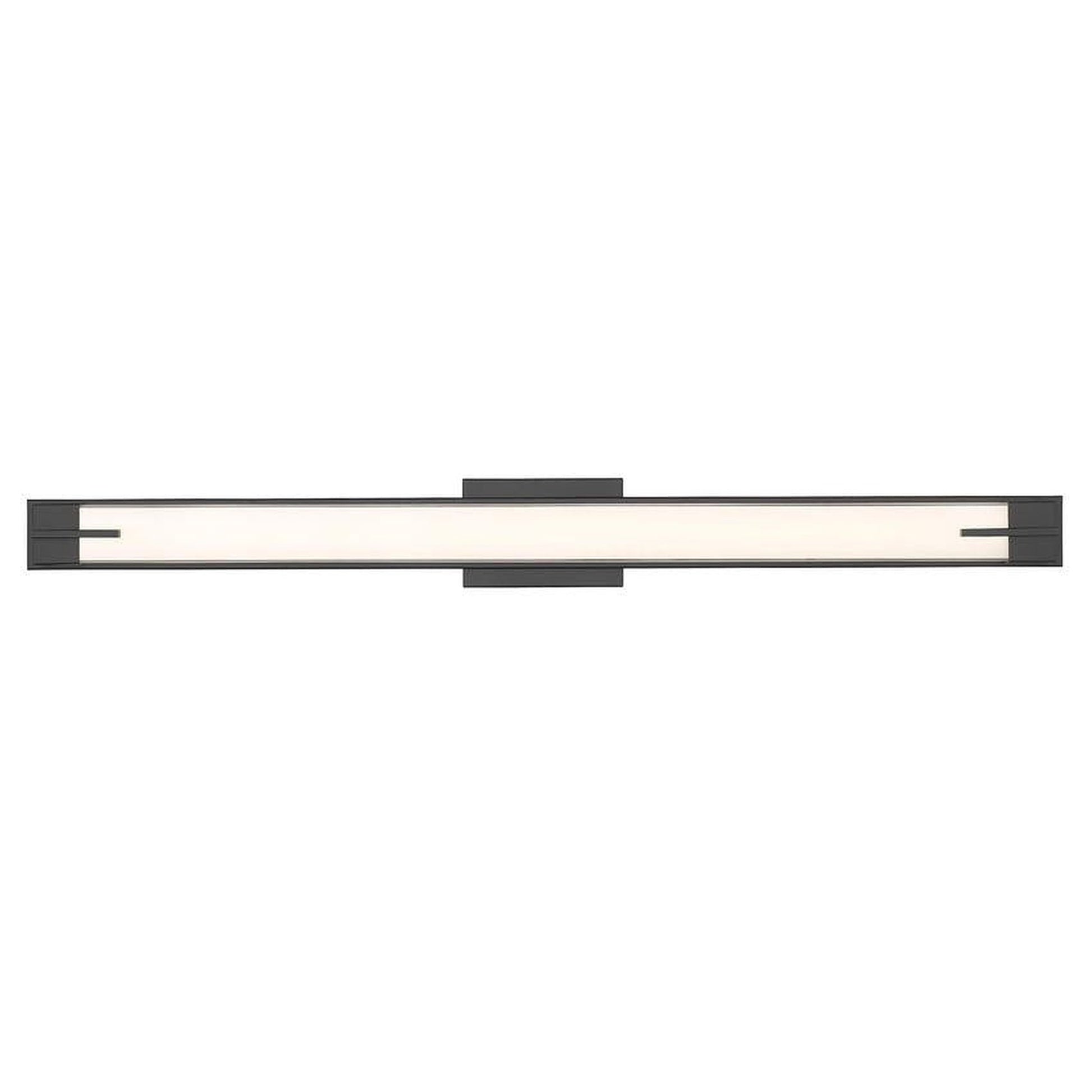 Z-Lite Chase 43" 1-Light LED-Integrated Matte Black Vanity Light With Gloss Opal Glass Shade