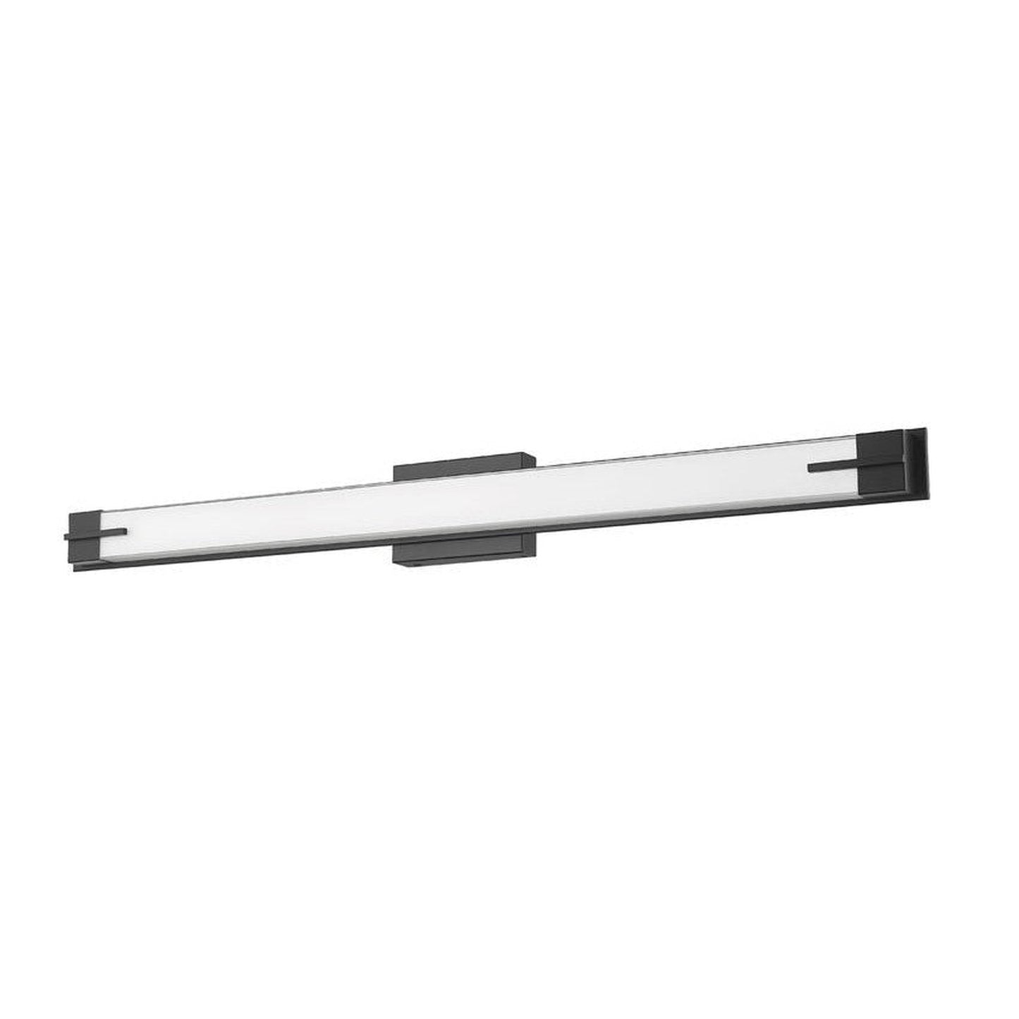 Z-Lite Chase 43" 1-Light LED-Integrated Matte Black Vanity Light With Gloss Opal Glass Shade