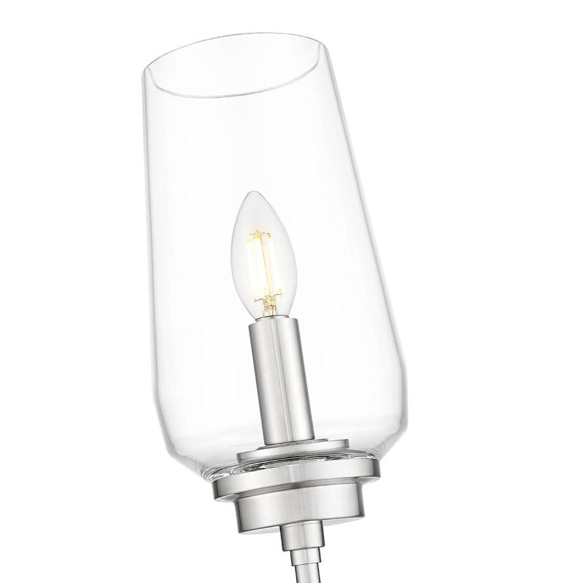 Z-Lite Clara 6" 1-Light Brushed Nickel Steel Frame Clear Glass Shade Wall Sconce