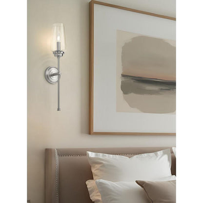 Z-Lite Clara 6" 1-Light Brushed Nickel Steel Frame Clear Glass Shade Wall Sconce