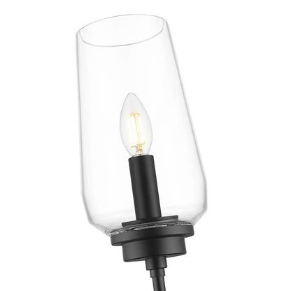 Z-Lite Clara 6" 1-Light Matte Black Steel Frame Clear Glass Shade Wall Sconce