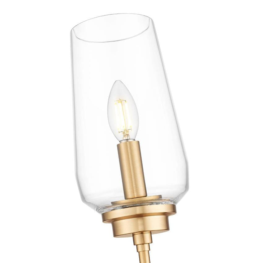 Z-Lite Clara 6" 1-Light Modern Gold Steel Frame Clear Glass Shade Wall Sconce