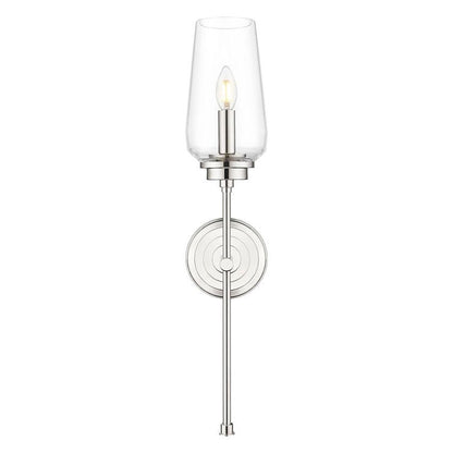 Z-Lite Clara 6" 1-Light Polished Nickel Steel Frame Clear Glass Shade Wall Sconce