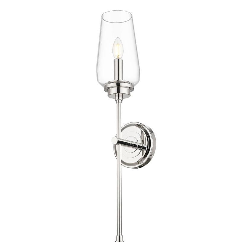 Z-Lite Clara 6" 1-Light Polished Nickel Steel Frame Clear Glass Shade Wall Sconce